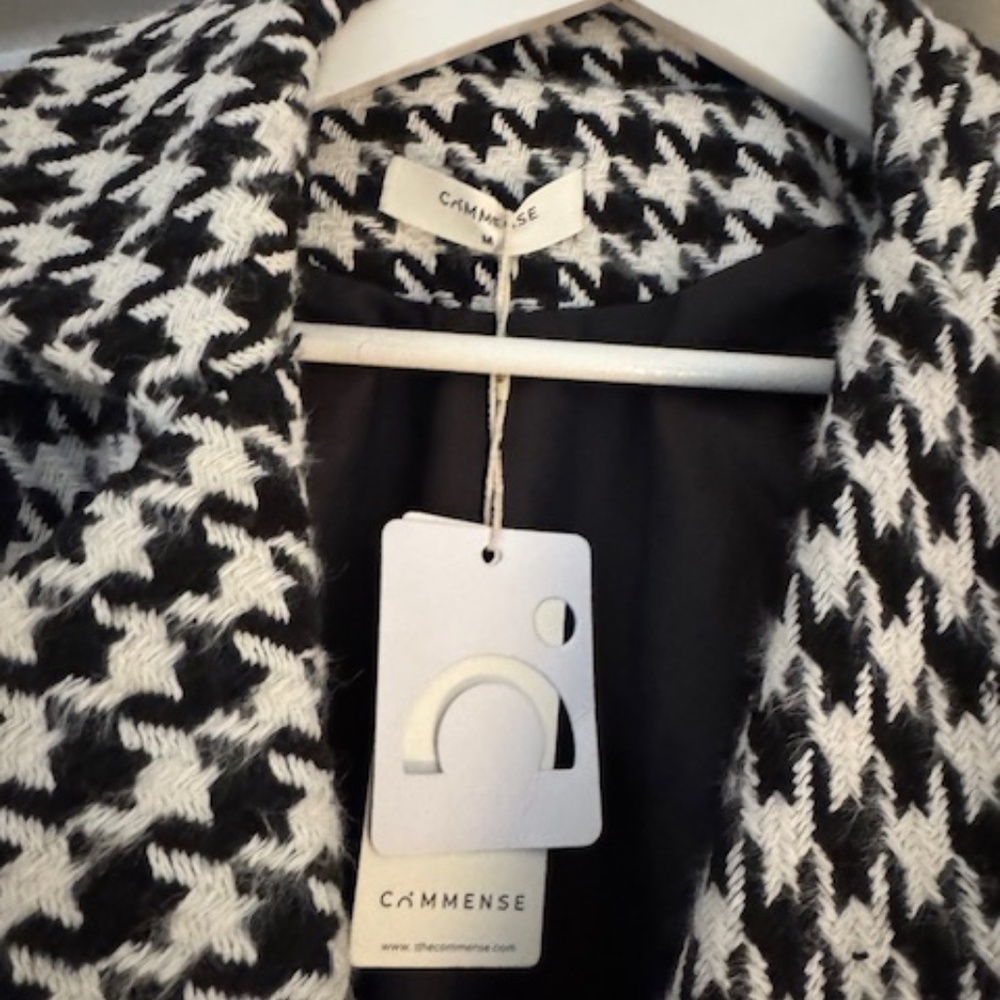 COMMENCE Oversized Houndstooth Tweed Trench Coat Size M NWT - Picture 6 of 10
